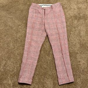 Suitsupply Red and Whitt Linen Pants Size 34